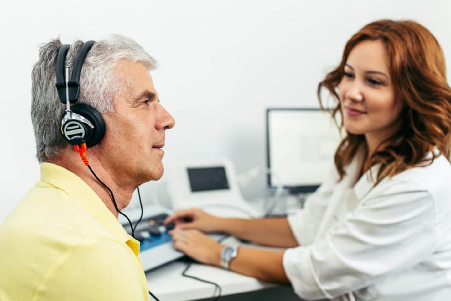 Senior Man Receiving Audiometry Test at Revive Hearing Australia